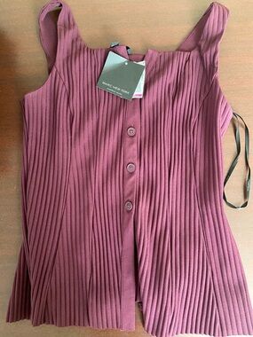 Marc New York Ribbed Button-Front Tank Top - Mauve Rose